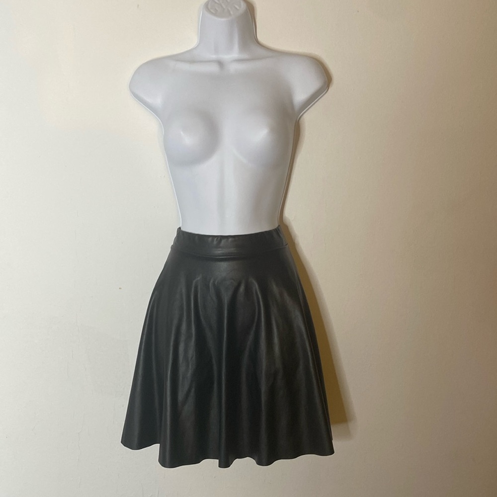 Black pleather skater skirt